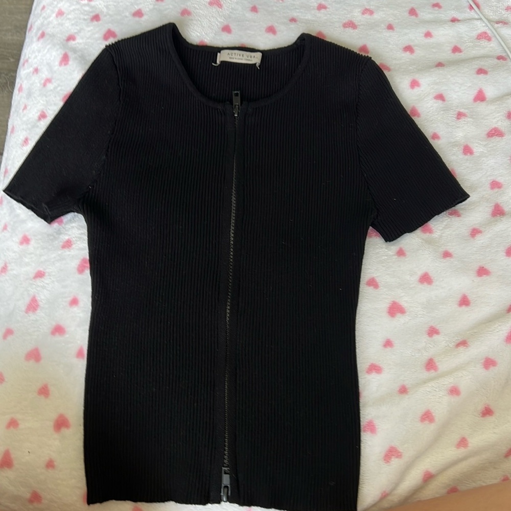 Double Zipper Black Shirt